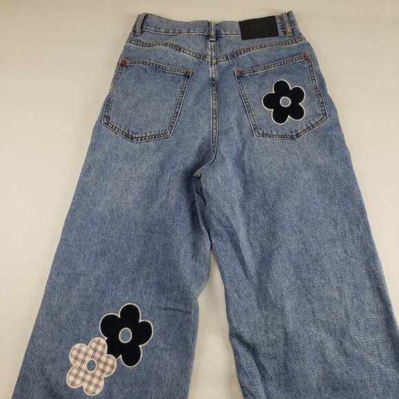 BDG Wide Leg Skater Jean Womens 27 Blue Urban Outfitters Baggy Daisy Distressed - Picture 9 of 15